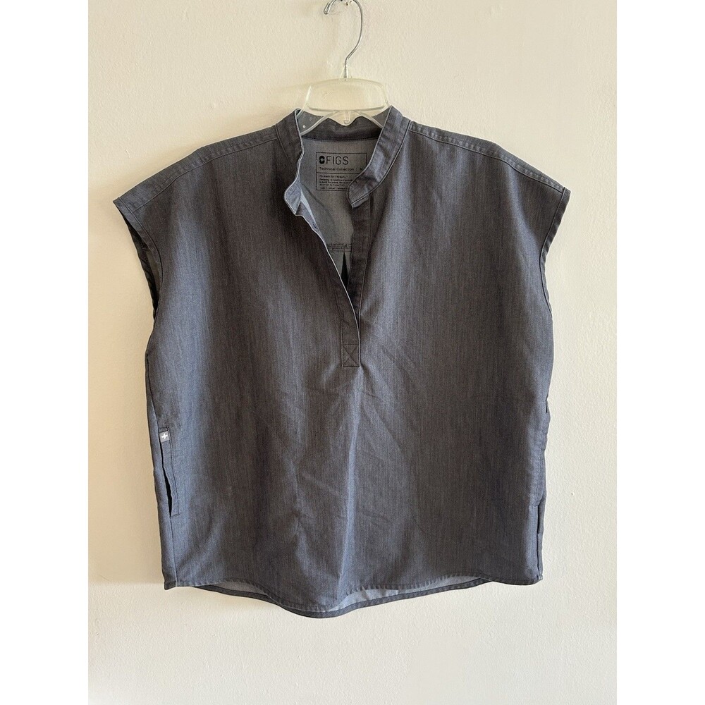 Figs Rafaela Women Oversized Sleeveless Scrub Poly Blend Top Size Medium Gray